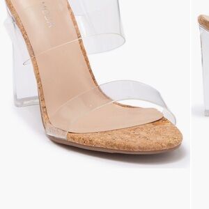 Transparent Cork Heel Sandals
